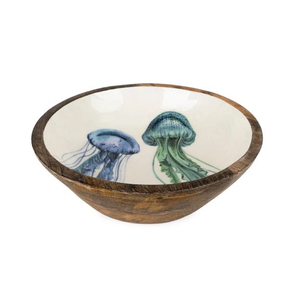 Large Mango Wood Bowl - Jellyfish