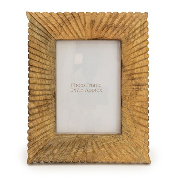 Photo Frame Mango Wood With Etched Lines 5x7