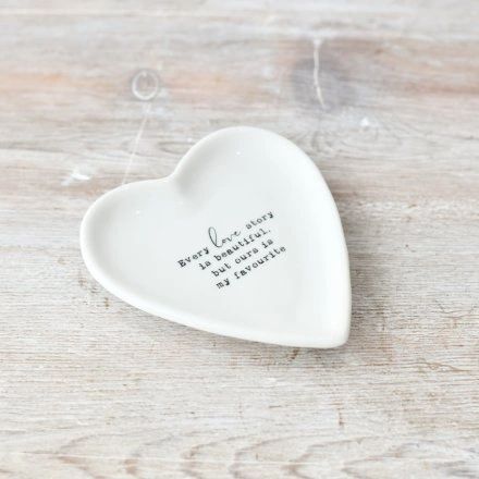 EVERY LOVE STORY IS BEAUTIFUL " TRINKET HEART DISH, 10CM