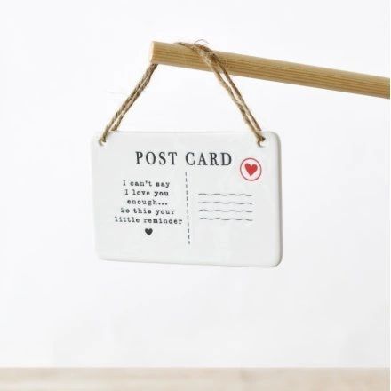 I CAN'T SAY I LOVE YOU ENOUGH POST CARD SIGN, 11CM