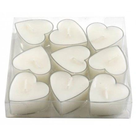 HEART SHAPE TEA LIGHTS, SET OF 9