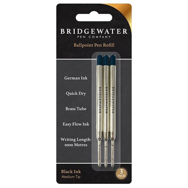 Bridgewater Black Ballpen Refill 3 Pack