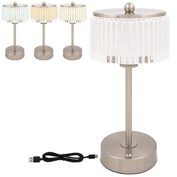 Round Shade Touch LED Lamp Silver