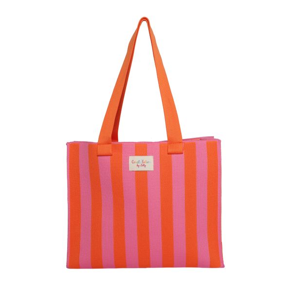 Zelly Woven Tote Bag Constellation Collection - Stripe Pink / Orange