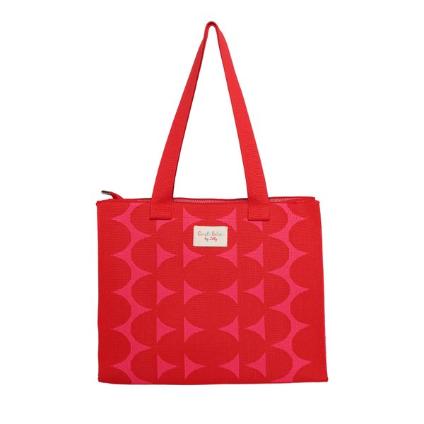 Zelly Woven Tote Bag Constellation Collection - Abstract Red / Pink