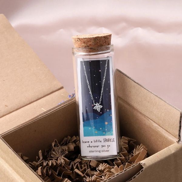 LEAVE A LITTLE SPARKLE Clear Star Necklace SILVER