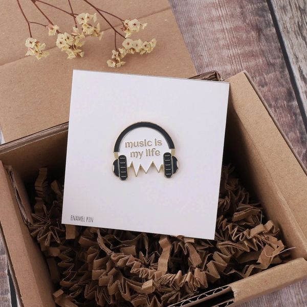 Music is my life headphones pin