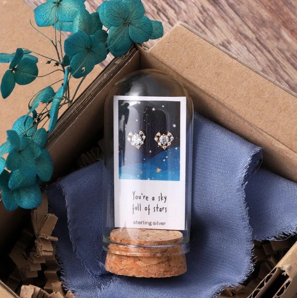 Crystal SHINING heart earrings You're sky full of stars - Gold