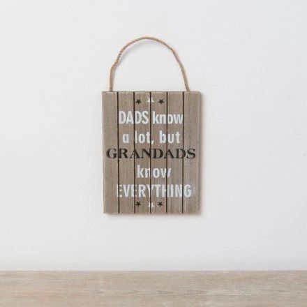 RUSTIC WOODEN SIGN - GRANDADS KNOW EVERYTHING 15.5CM