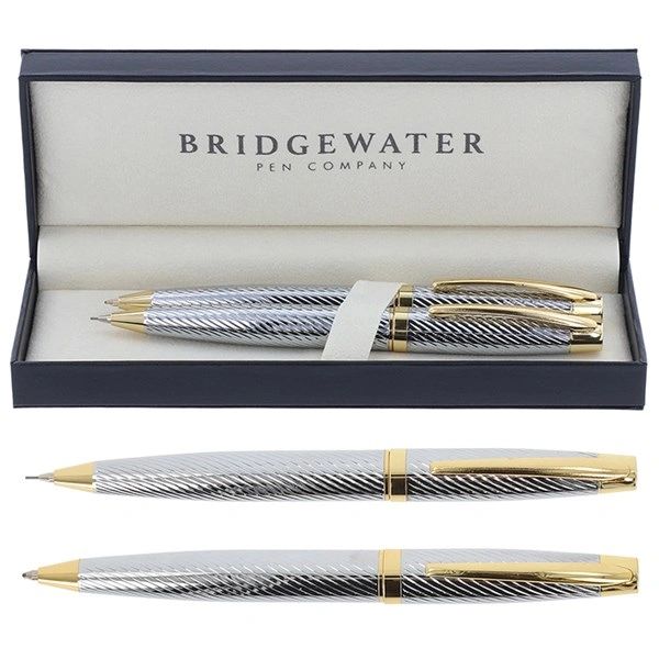 Bridgewater Lancaster Chrome & Gold Ball Pen & Pencil Set