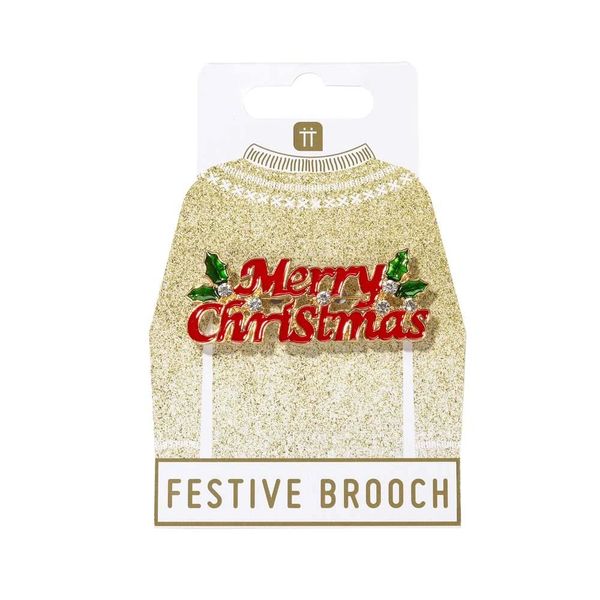 Merry Xmas Enamel Brooch