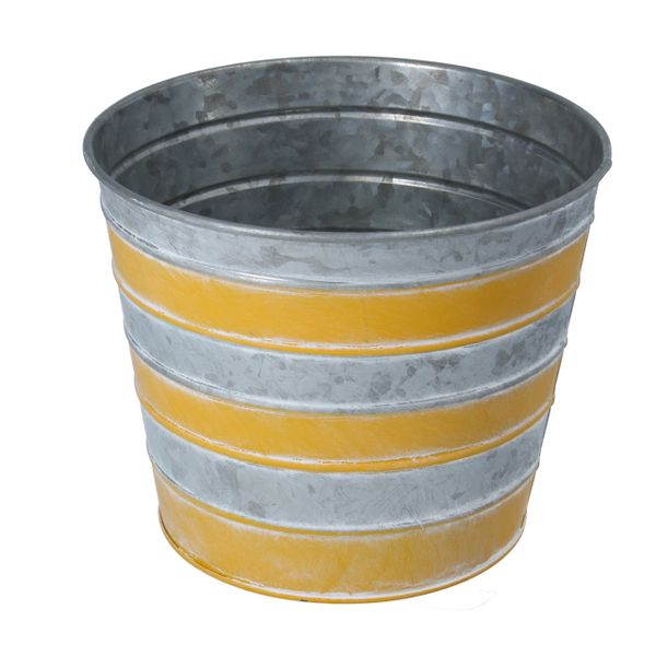 Yellow Striped Zinc Pot