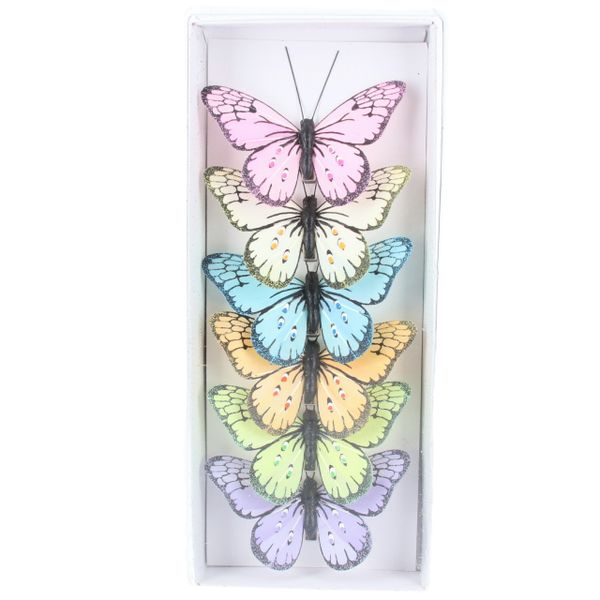 Box of 6 Clip Butterfly Decorations