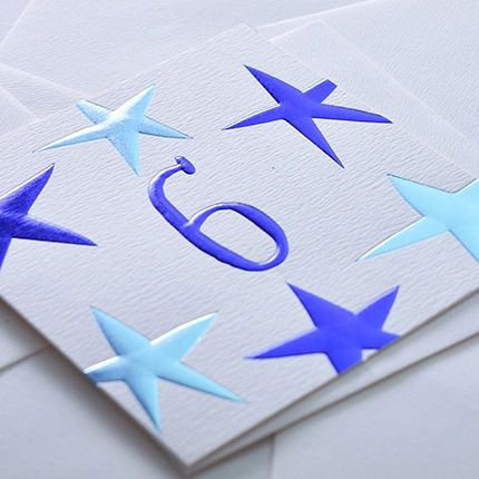 6 Birthday Card Blue by Wendy Jones Blackett