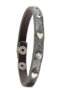 Vint Velvet W/Heart & Crys W/ P.Stud Clasp - Grey