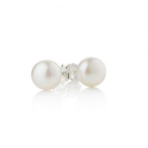 Large white natural pearl stud earrings