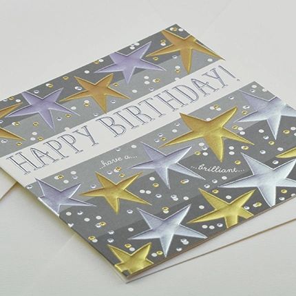 Happy Birthday Gold/Silver Stars Q975