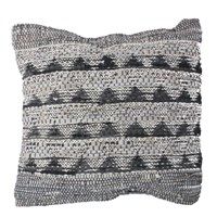 Leather Cushion 45cm - Grey/Black Chevron inc. pad