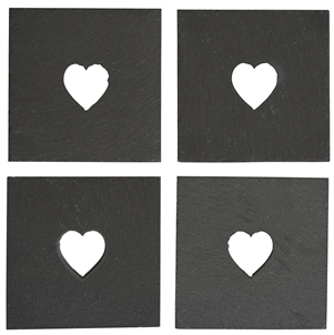 Set/4 slate heart cut-out coasters