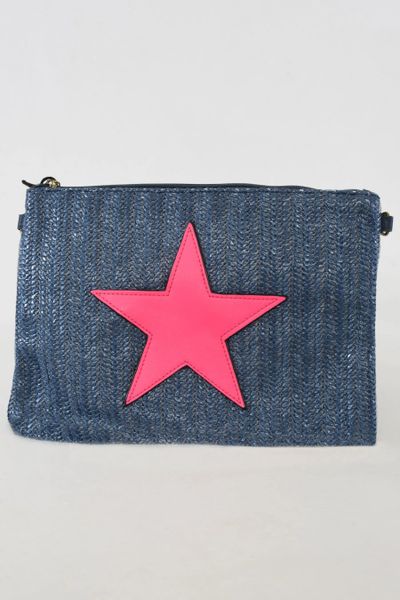 Neon Star Navy Clutch Bag