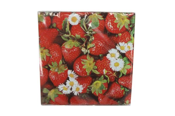 Pack/20 Paper Napkins - Strawberries