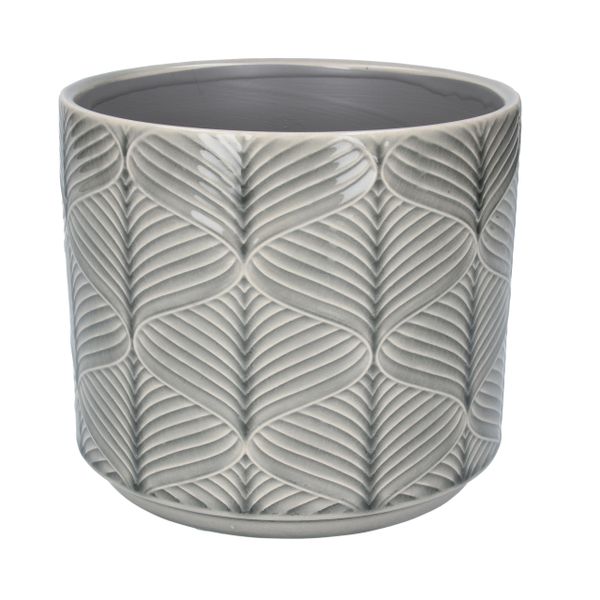Grey Wavy Ceramic Pot Cover, Med