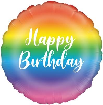 18" Rainbow Birthday Script Balloon