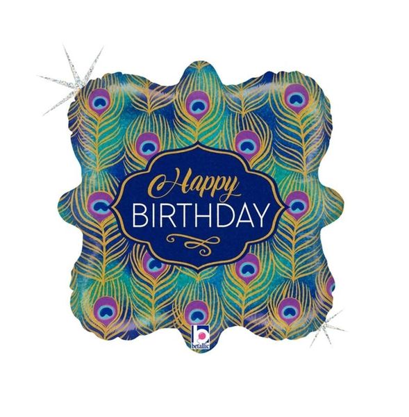 18" Happy Birthday Peacock Balloon