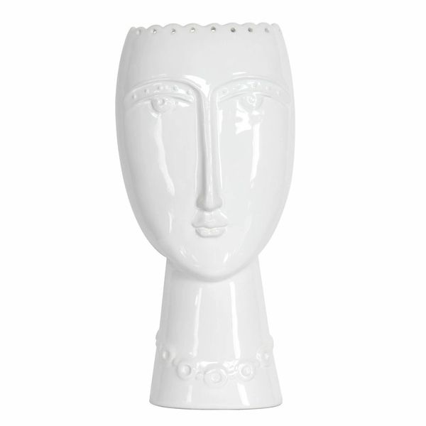 Ceramic Vase 29cm - White Lady`s Head