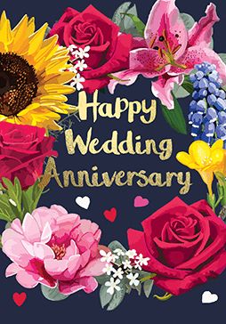 Wedding Anniversary Flowers Card ff75