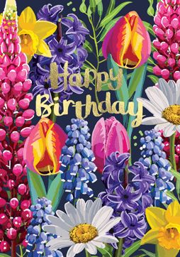 Happy Birthday Flowers Card FF01