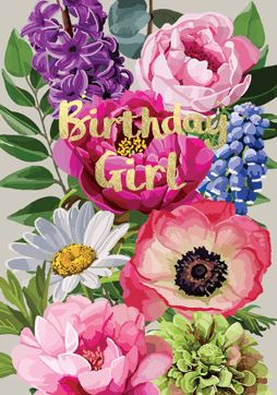 Birthday Girl Flowers Card FF04