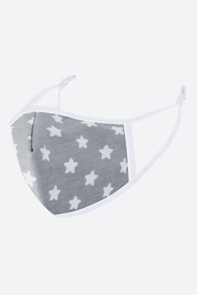Light Grey with White Stars Face Mask