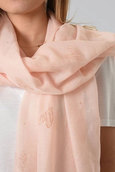 Light Pink Rose Gold Heart Scarf