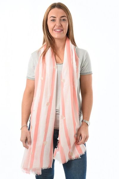 Pink Stripe Glittery Heart Scarf