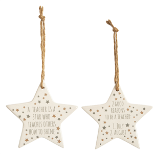 Teacher ceramic star decoration - choose from 2 designs