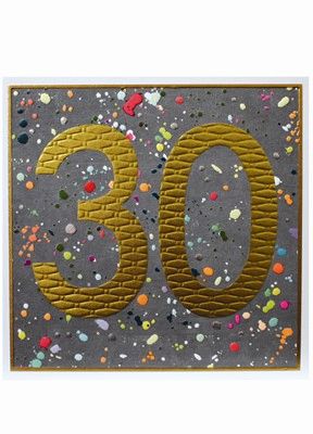 30th Jumbo Birthday Card - Silver Splats