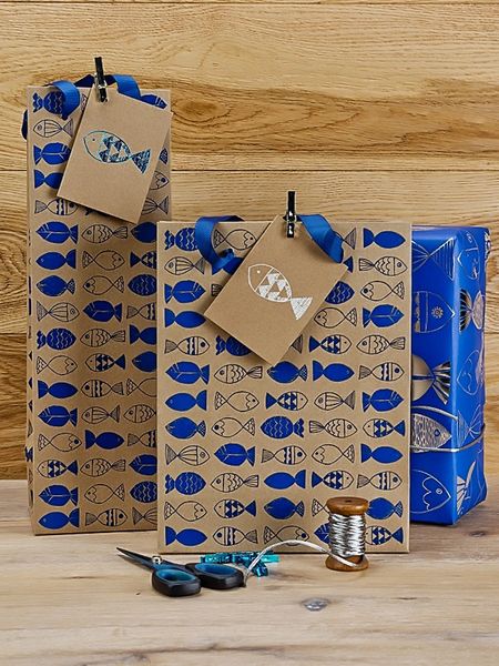 Fish on brown paper Gift Bag