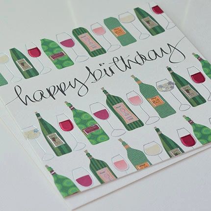 Birthday Wine Foil Card q394