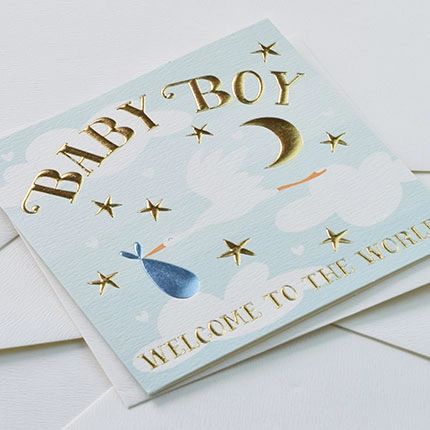 New Baby Boy Foil Card Q1144