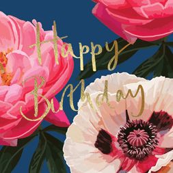 Happy Birthday Floral Foil