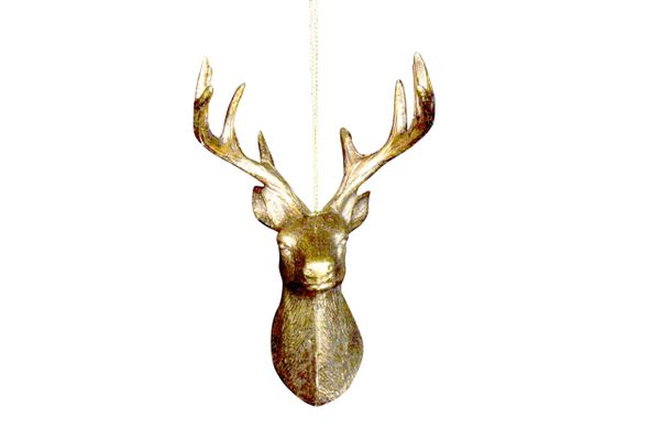 Antique Gold Stags Head Dec 13cm