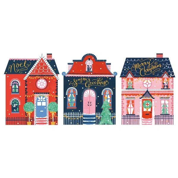 Christmas Festive Houses Trio Card Pack TRIX02