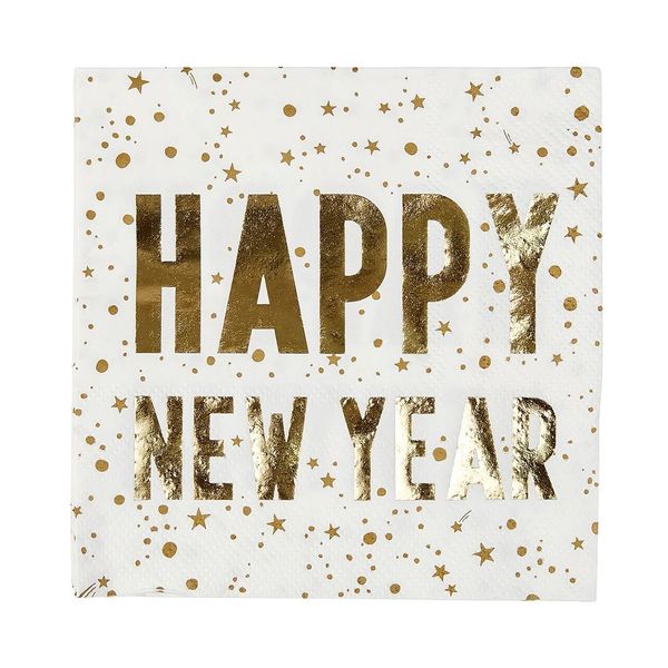 Luxe Happy New Year Napkin, 25Cm, 16Pk