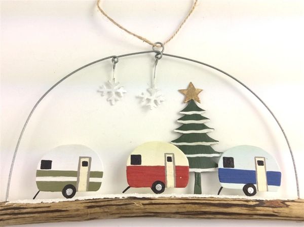 Caravans & tree on twig