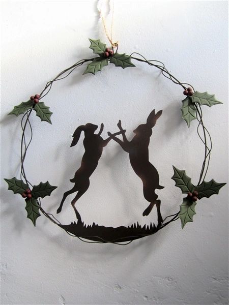 Boxing Hares Wreath