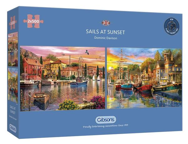 SAILS AT SUNSET 2 X 500 PIECE JIGSAW PUZZLE