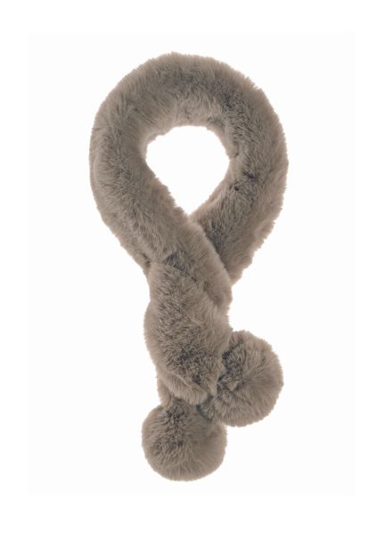 Pom Pom Tippet - Faux Fur - Mouse