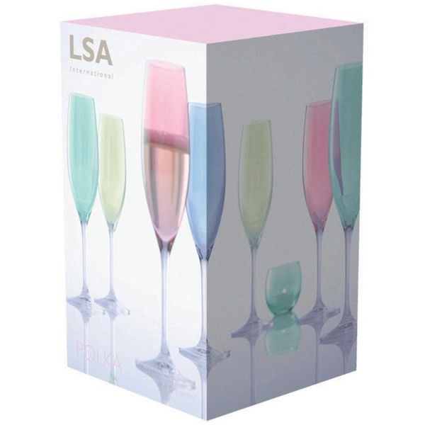 LSA Polka Champagne Flute x 4 225ml