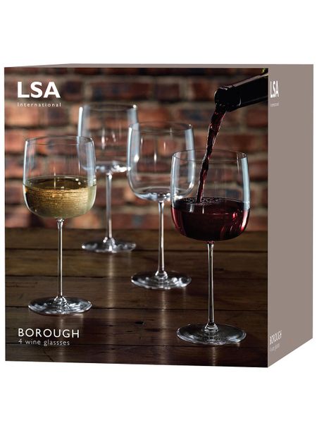 LSA International Borough Wine Glasses, Set of 4, 450ml, Clear